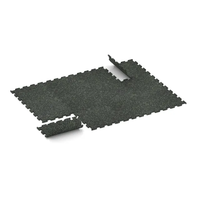 La situation d'installation typique du produit 3771 de WARCO - Revêtement sportif Fitness Performance Elite, en couleur Vert doux moucheté dans les dimensions 500 x 500 x 15 mm.