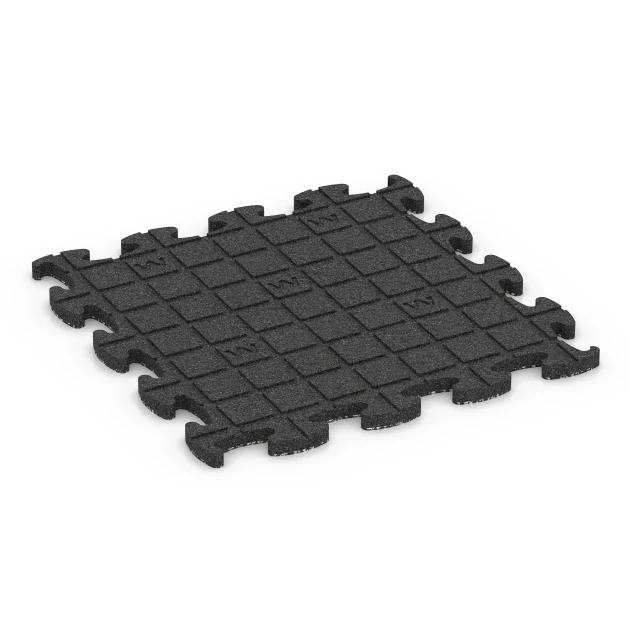 La situation d'installation typique du produit 6931 de WARCO - Dalle amortissante puzzle, en couleur Granit gris foncé dans les dimensions 46 x 46 × 2,8 cm.