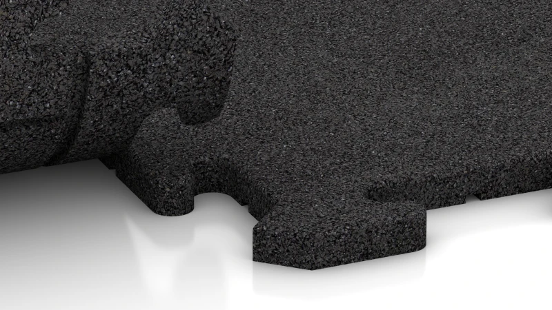 Le tapis sportif pour protection de sol BZ WARCO en épaisseur de 18 mm avec le système de montage à fermeture éclair formée.